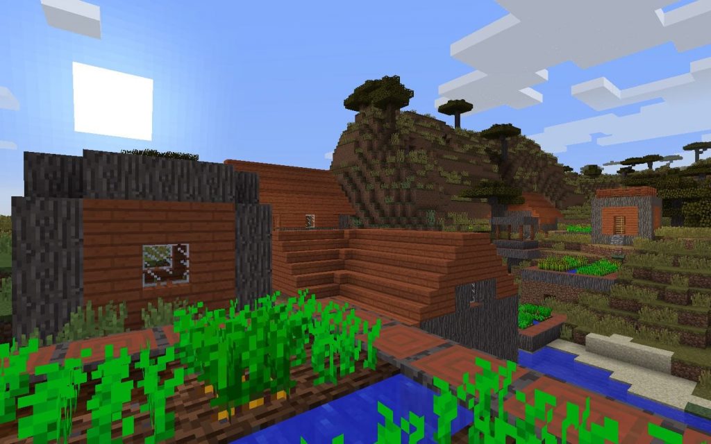 Acacia Village Spawn and Desert Temple - Minecraft Seed HQ