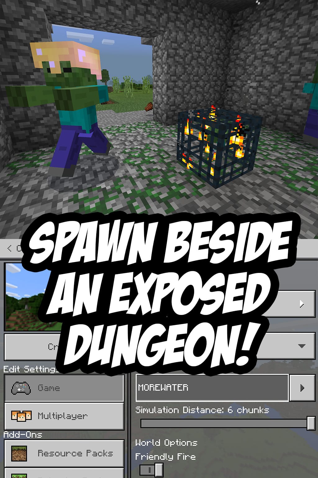 Minecraft PE/Bedrock Exposed Dungeon at Spawn - Minecraft 