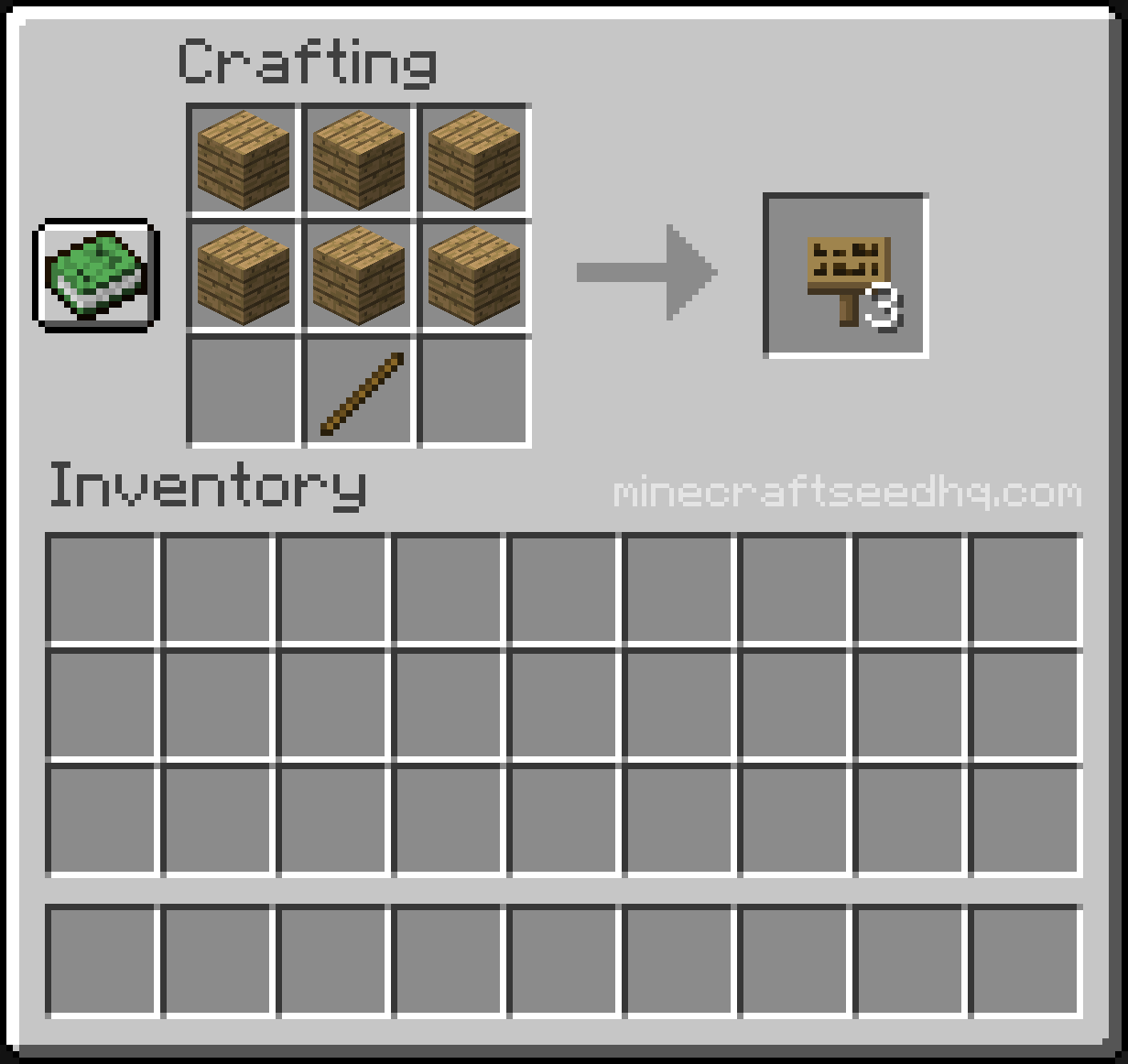 Minecraft How to Make a Sign - Crafting Recipe