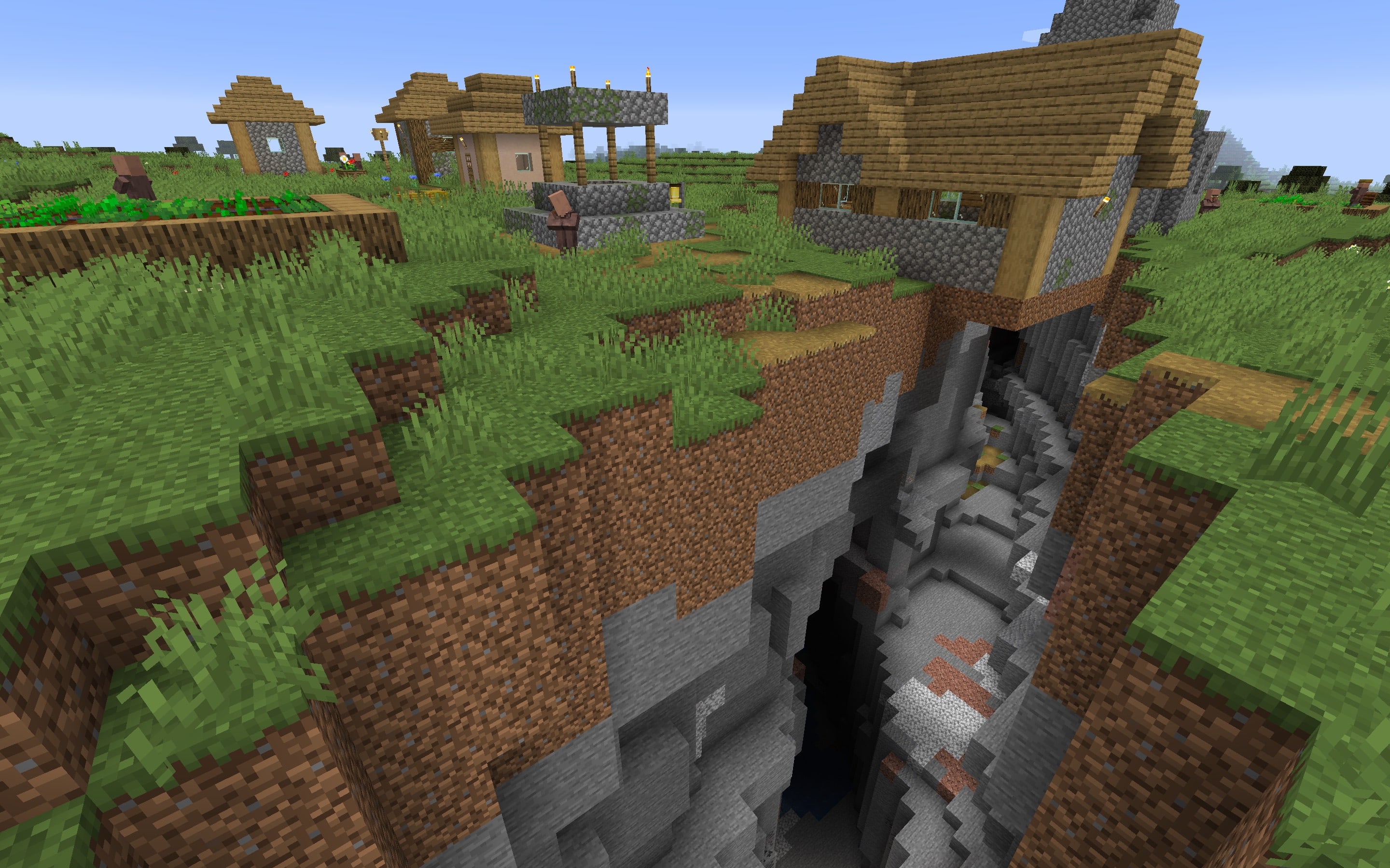 Village Cut In Half By Ravine For Java 1 14 Minecraft Seed Hq